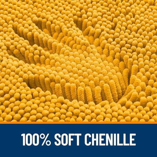 Image of OLANLY Bathroom Rugs Sets 2 Piece, Soft Absorbent Chenille Bath Mats and U-Shaped Contour Toilet Mat Area Rug Set, Machine Washable Bath Carpet, Home Decor Accessories(47 inchx20 inch+24 inchx20 inch, Golden Yellow)