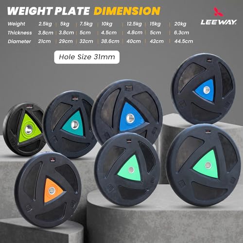 Image of Leeway 40kg Combo | Home Gym Set for Men | Barbell Rod with Plates and Dumbbell Set | Rubber Weight Plates, 3 Ft Curl + 5 Ft Rod (28mm) | Gym Equipments Zym, Jim ka Saman (40kg Set (2.5X4+7.5X4))