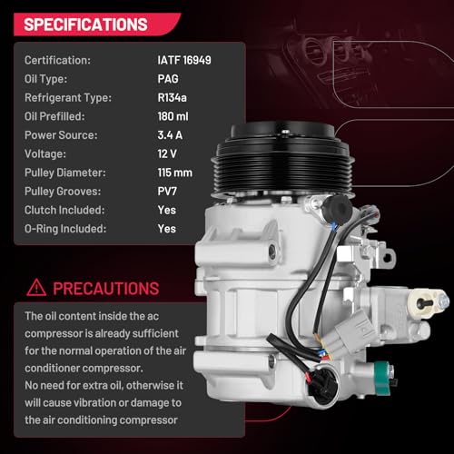 BDFHYK 158323 Air Conditioning A/C Compressor with Clutch Compatible with Toyota Highlander V6 3.5L 2008 2009 2010