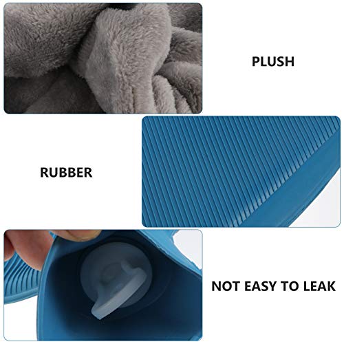 STOBOK Bolsa de Silicone para Água Quente Bolsa Portátil Reutilizável Com Capa de Pelúcia Azul