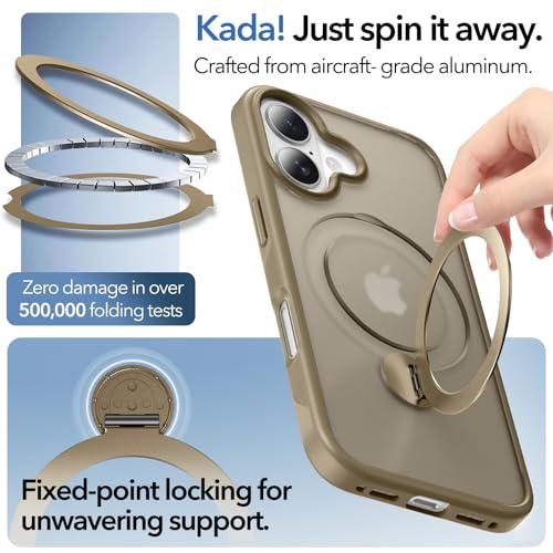 Funda para iPhone 16 con soporte magnético giratorio 360 y anillo integrado Anqrp 2