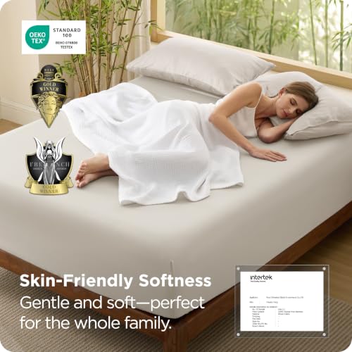 Image of Bedsure PureWoven Queen Fitted Sheet Qnly, 100% Rayon Derived from Bamboo