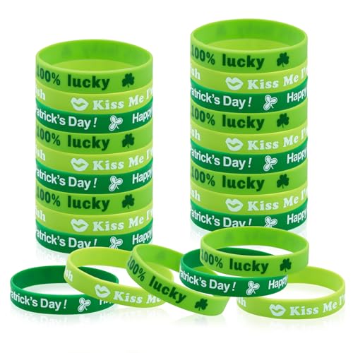 Caviquen 36PCS St. Patrick's Day Rubber Bracelets Wristbands Silicone Stretch Unisex for Men Women 3 Styles