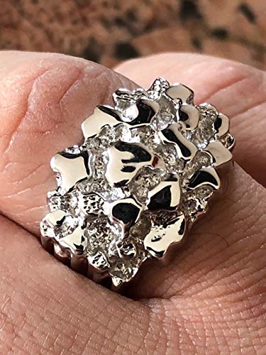 HarlemBling Solid 925 Sterling Silver Men's Ring - Nugget Ring - Pinky or Ring Finger - Sizes 6-13 (9)3