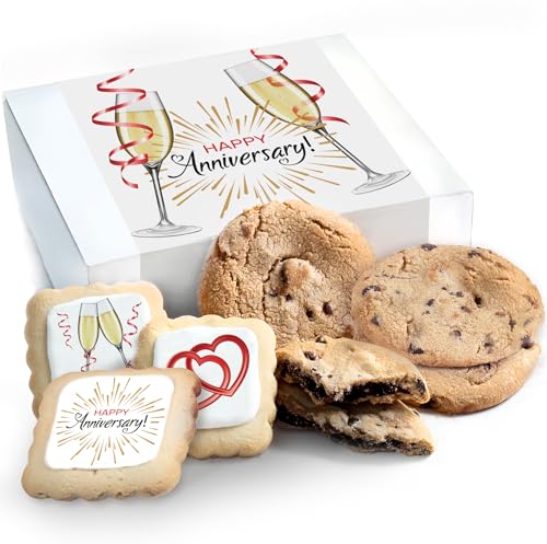 Happy Anniversary Cookies Gift Basket Chocolate Chip Cookies Fudge Filled For Men Women Husband...