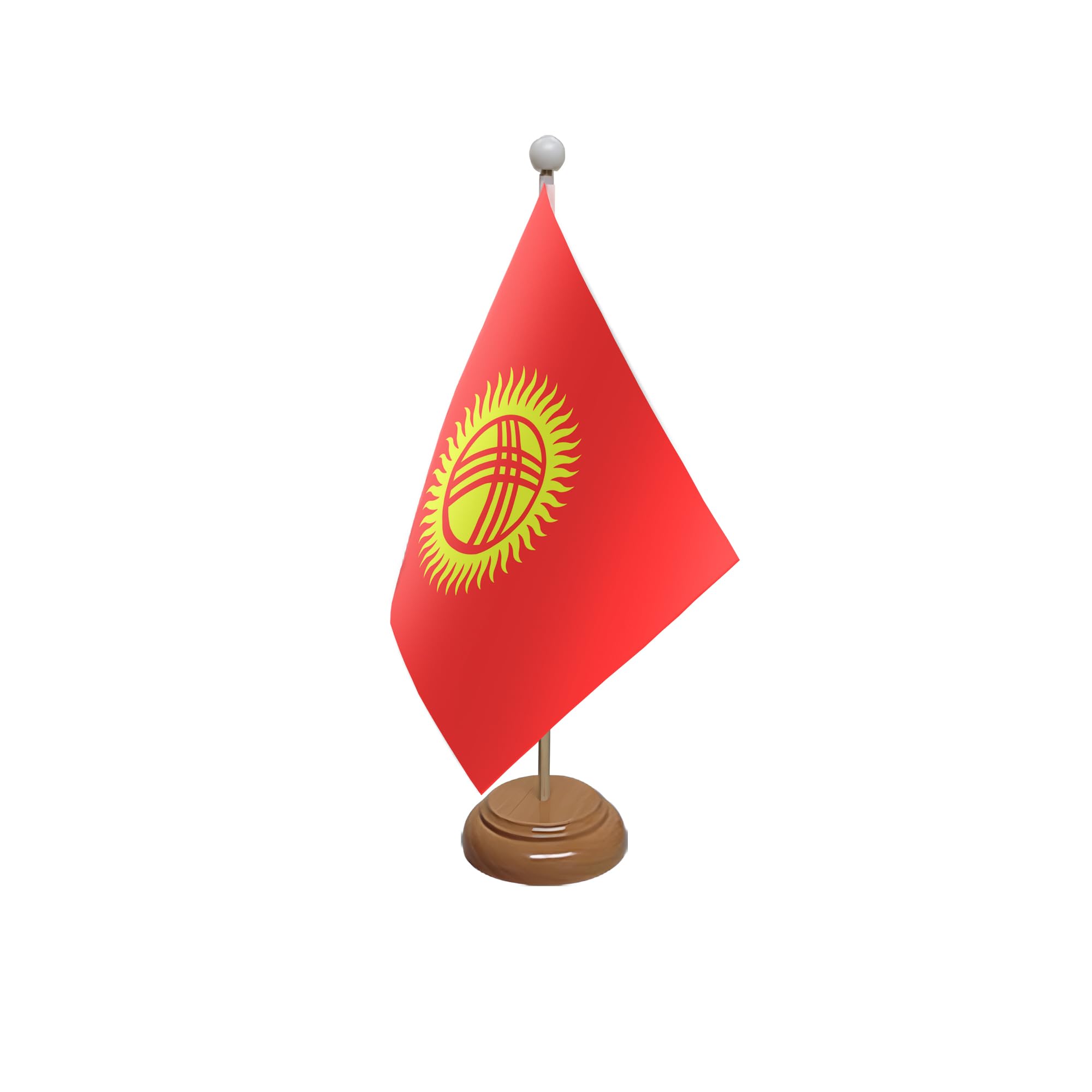 Flagtex Kyrgyzstan Wooden Table Flag With Wooden Base