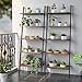 Homfa Industrial Ladder Shelf, 5-Tier Plant Flower Stand Leaning Wall Bookcase, Multipurpose Storage Organizer Display Rack, Wood Look Accent Metal Frame Home Office