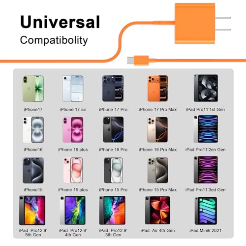 Image of iPhone 17 16 15 Fast Charger,[MFi Certified] 40W USB C Wall Charger Block with 10FT USB C to USB C Charging Data Sync Woven Cable for iPhone 17 /17Air /17Pro Max /16 Pro Max /16Pro /16 /15ProMax /15Pro