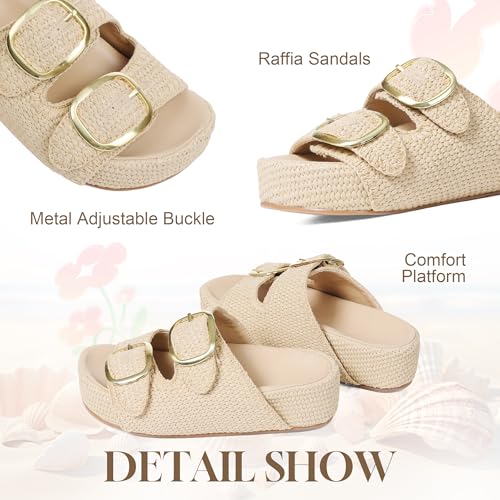 Platform Sandals For Women Raffia Espadrilles Open Toe Flatform Sandals Slip On Slide Sandals Casual Woven Sandals Summer Beach Sandals2