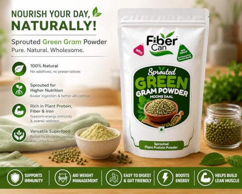 Image of Sprouted Moong Flour | Sprouted Moong Flour 300g | Green Gram Flour | Gluten Free | High Protein & High Fibre | No Added Preservatives | Chilla Mix, Dosa Mix, Porridge & Health Drinks