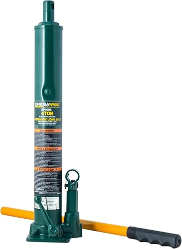 Omega Pro Gato hidráulico largo Ram - Capacidad de 4 toneladas con base plana para taller de garaje automático, verde (OP400S)