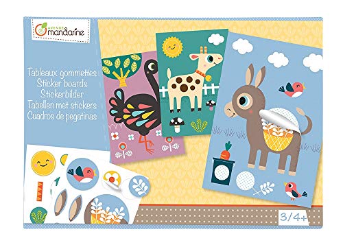 Avenue Mandarine - Caja Creativa De Cuadros De Pegatinas Multicolor En Oferta Avenue Mandarine Kc015O - Une Boite Créative Tableaux En Gommettes Comprenant 5 Feuilles Pré-Imprimées 15X21 Cm Et 5 Planches De Gommettes (Notice Incluse), Animaux Familiers