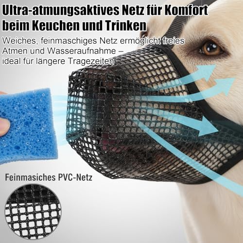 1 X Hundemaulkorb, Ultra-Atmungsaktives Netzdesign, Verstellbarer Beißkorb Für Große Und Mittlere Hunde, Ideal Für Langnasige Rassen Wie Schäferhund Und Labrador XL
