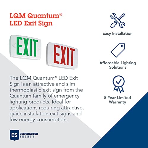 Image of Lithonia Lighting Quantum LED Emergency Exit Sign, Thermoplastic Exit Only Sign with Stencil-Faced White Housing and Red Letters (LQM S W 3 R 120 /277 M6)