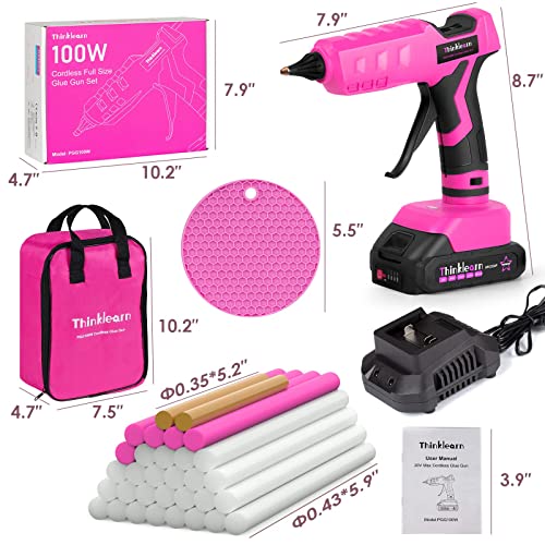 Hot Glue Gun, 20V Pink Cordless Glue Gun with 30 PCS Full Size Glue Sticks, 2Ah Rechargeable Battery Glue Gun Kit for DIY, Arts & Craft, Decorations, Gift for Women - Image 8