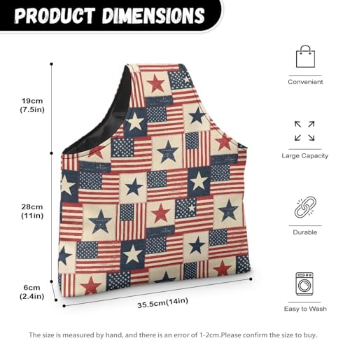 Image of KUIFORTI Plaid Star Knitting Yarn Bag July 4th Crochet Bags for Women Knitting Needles, Yarns and Unfinshed Project, Crochet Hook Organizer Independence Day Decoration