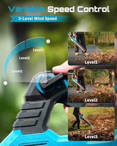 Image of SEESII 40V Leaf Blower Cordless with 2 x 5.2Ah Batteries, 650CFM 160 MPH | Brushless Motor Battery Powered, Turbo Mode & 3 Speeds Control Lightweigh Electric Blower for Lawn Care /Light Snow /Debris