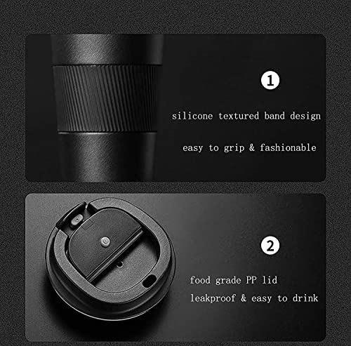 Image of YELONA Black 380 ML Insulated Stainless Steel Coffee Tea Tumbler for Hot Cold Beverages Portable Travel Mug Leak Proof Sipper Lock Lid Thermos Multipurpose for Home Office Gifts