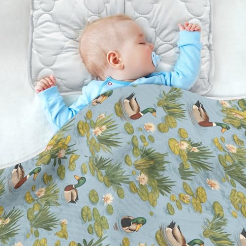 Image of Swaddle Blanket for Boys Girls Soft Warm Swaddle Blanket for Infant Toddler 30X40in Duck Pond
