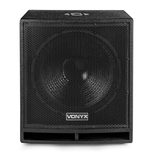 VONYX SWP15 PRO 15" Active Subwoofer 800W Powered DJ Bass Speaker with Low-Pass Filter, Adjustable Phase Control, XLR & RCA, MDF Cabinet for DJ PA Installation