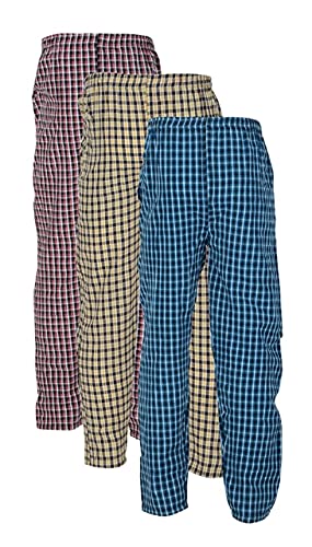 FRAXIER Men's Cotton Checkered Printed Pyjama, Pajamas Colors -(M...