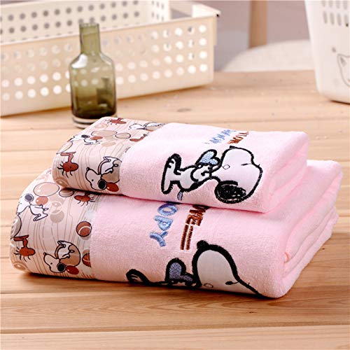 LYLEQ Badetücher, 2 Stück, weich, saugfähig, Cartoon-Motiv, großes Handtuch, Pink Snoopy Cover