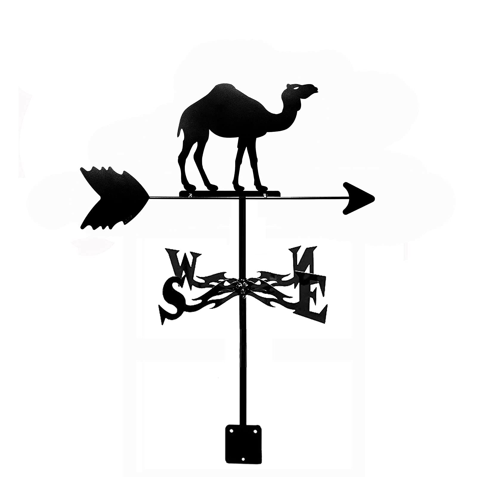 WIQUYBML wind vane Wind Vane Decoration, Weathervane Measuring Tool Weather Stainless Steel Weathercock Direction Indicator for Garden Patio Yard Ornament Decoration (Desert Camel)