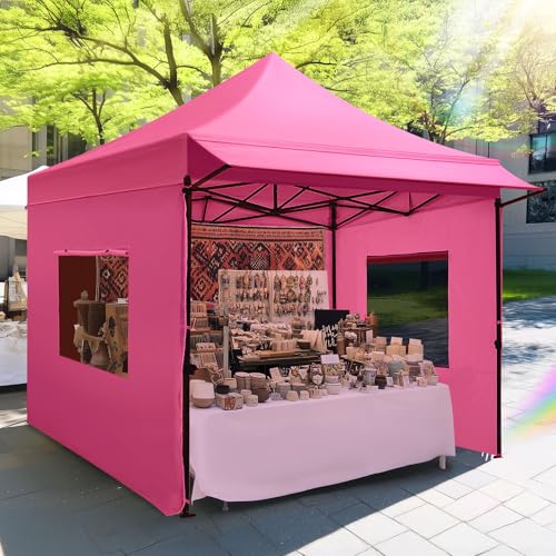 Quictent 10'x10' Heavy Duty Pop up Canopy Tent with Sidewalls, Commercial Grade Instant Shelter with Wheeled Bag for Outdoor, Parties, Markets, 600D PU Coated UPF 50+ Sun Shield