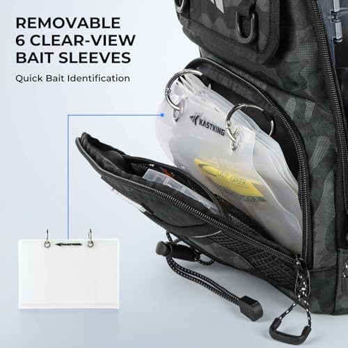 Image of KastKing BaitSpace Fishing Sling Bag, Fishing Backpack with Rod Holder | Water-Resistant Tackle Storage with Soft Bait Binder, Adjustable Tackle Bag for Bank, Wading & Boat Fishing
