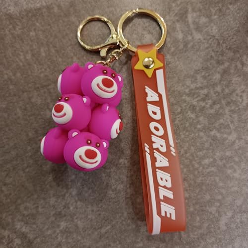 Image of Cute Cartoon Character Silicone 3D Key Chain with Strap Charm & Metal Hook, Merchandise Key Rings Gift for Kids Girls Boys Men & Women