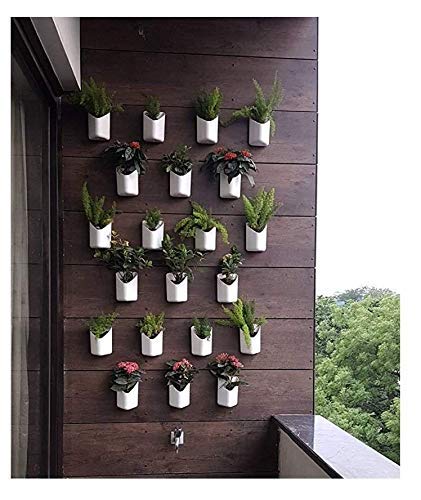 ‘Trendy Home’ Prism Shape wall mount planter for Indoor/Outdoor | planters for Garden/Balcony vertical gardening Decor | Without Plant (color-White, set of 8 Pots)