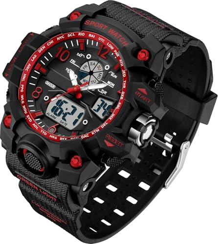 findtime Digitale Armbanduhr Damen Sportlich 5ATM Wasserdicht Militär Uhr Kinder Digitaluhr für Jungen Mädchen Analog Digital Sportuhr LED Multifunktions Damenuhr mit Wecker Datum Stoppuhr Outdoor