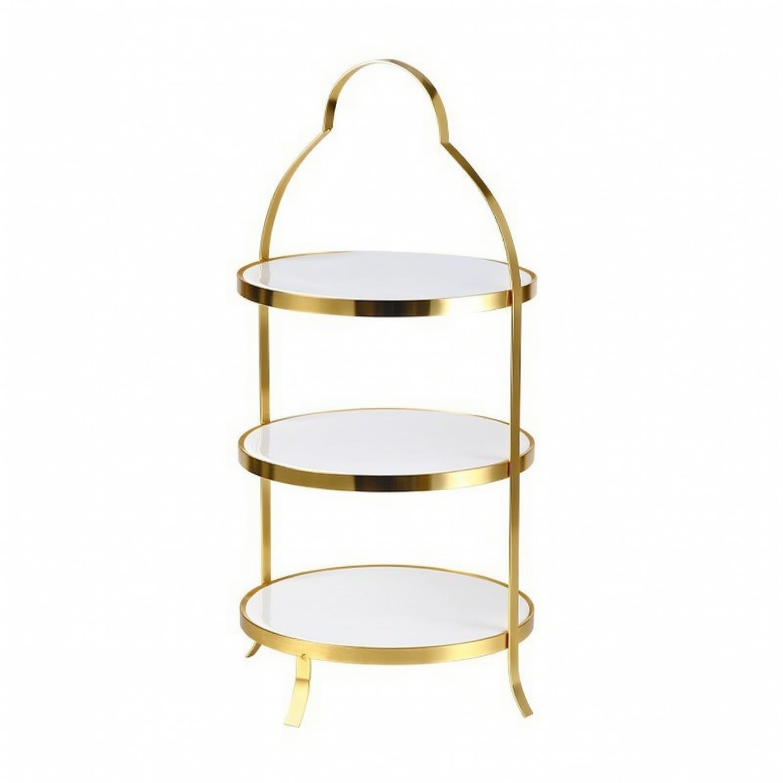 MagiDeal Alzatina a più Piani con Piatti in Ceramica Finitura Espositore Torta in Metallo Elegante Dolci per Tè Pomeridiano, Catering, Ricevimenti, Montatura Rotonda 3-Livelli