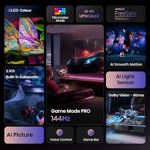 Image of Hisense 254 cm (100 Inches) 4K Ultra HD Smart QLED TV | Dolby Vision Atmos, HDR10+ Adaptive | 144 Hz Game Mode Pro | 2.1 CH 50W Speakers with Subwoofer | VIDAA OS | 100E7Q PRO (Charcoal Grey)