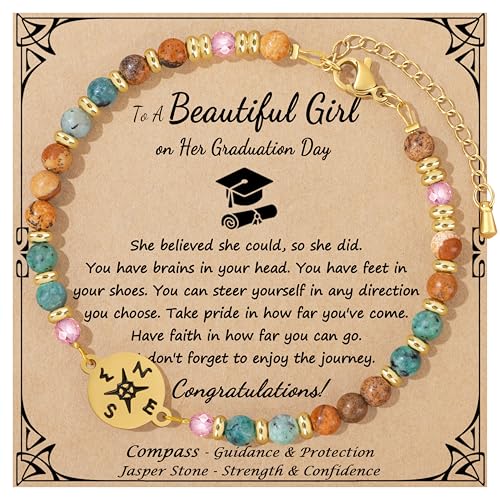Image of Joycuff Graduation Gifts for Her Him Class of 2026 Graduation Bracelets Inspirational Graduation Compass Bracelet for Women College Graduation Gift for Him Her