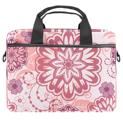 Maletín de laptop de 13 pulgadas contra arañazos con diseño de mandala rosa y asas cómodas