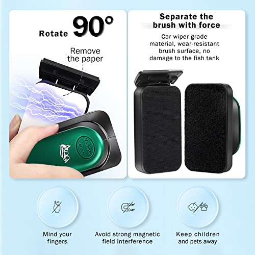 image for AQQA Aquarium Strong Magnetic Cleaner Brush, Fish Tank Glass Algae Mag