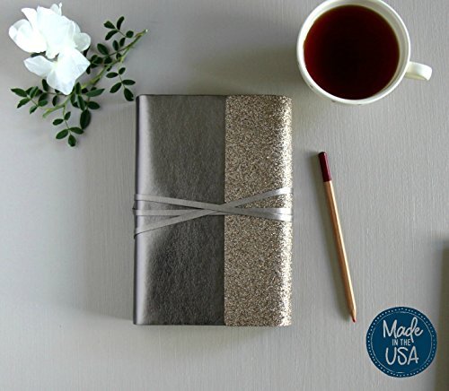A5 Planner Cover, Secure Wrap Cover For A5 Planner Inserts, A5 Travelers Notebook in Modern Taupe with Glitter. A5 Midori Style Notebook Cover for A5 Midori Inserts. 8.5" x 6" x 1" TN Cover. (Taupe)