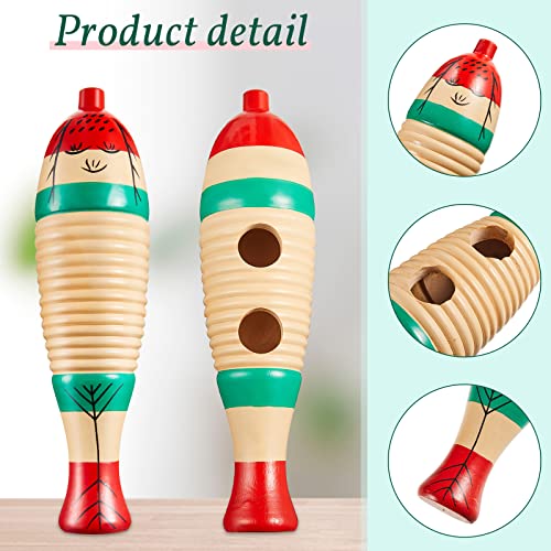 2 Pieces Colorful Fish Shaped Guiro Instrument Latin Percussion Musical Wooden Frog Instrument Musical Percussion for Adults Kids with Rhythm Sticks - Image 4