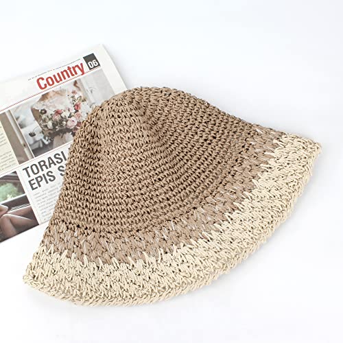 Sombrero de paja crochet color sólido para mujer miniatura 4