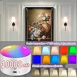 Battery Operated Wall Sconce Light with Remote Control, Dimmable Wall Sconce Set of 2 with White Fabric Shade, Indoor Wireless Battery Operated Wall Lamp Light For Bedroom Living Room, Bulb Included ( - Image 5