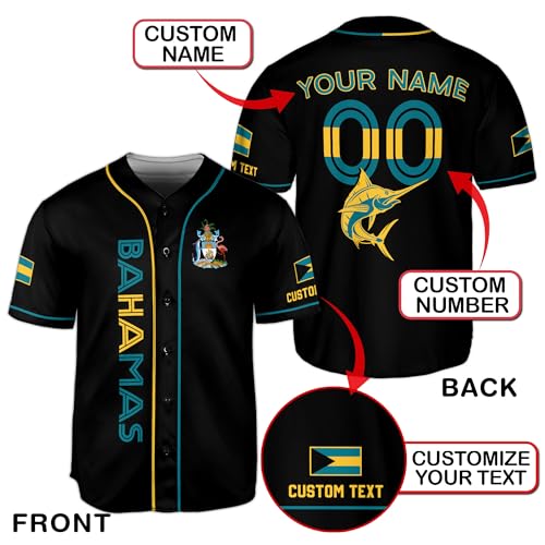 Camiseta personalizada de béisbol Bahamas para hombres, jersey Bahamas para hombres, jersey de béisbol Bahamas miniatura 3