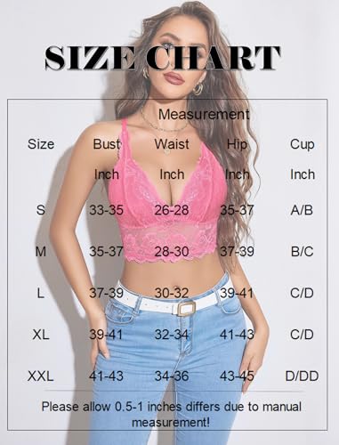 Image of Avidlove Bralettes for Women Lace Wireless Bra V Neck Racerback Crop Top Adjustable Lingerie No Padded