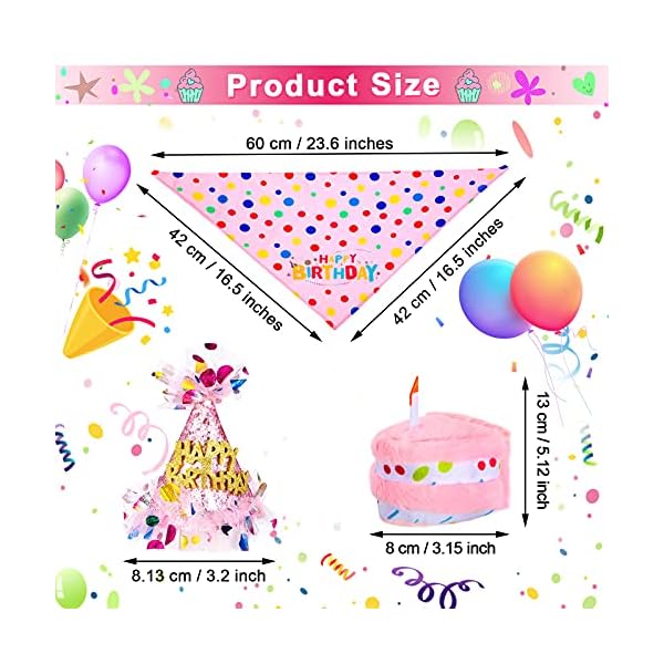 4 pieces girl dog birthday outfit dog 1st birthday girl bandana with hat and dress girl set, puppy birthday party supplies, cute pink tutu skirt outfit for small medium dogs - image 3