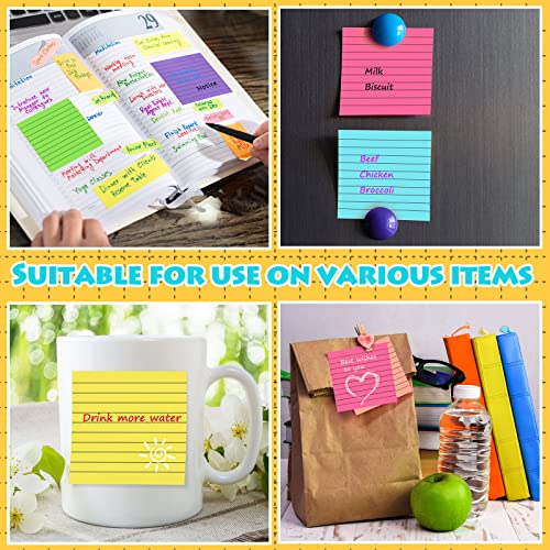 Image of Yexiya 64Pcs Lined Sticky Notes 4x4'' Self Stick Notepad Chic Color