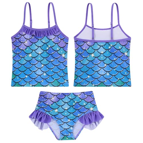 Image of BFUSTYLE Girls Swimsuit 3 Pieces Rash Guard Kids Long Sleeves Bathing Suit 3-8 Years Sun Proction Swimwear Tankini