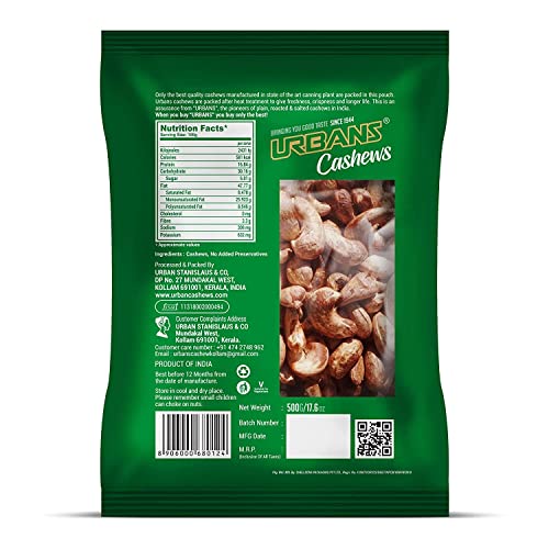 Image of URBANS Cashew Unpeeled Borma Whole Cashew With Skin Nuts Kernels Kaju (Raw Cashew) (500 Grams)
