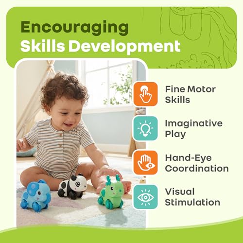 Image of R for Rabbit 4Pcs Orapple Safari Wind-Up Toys for Kids Key Operated Battery-Free Safe ABS Material Animal Toy BIS Certified Boosts Motor Skills Creativity & Fun Playtime (Multi 1)