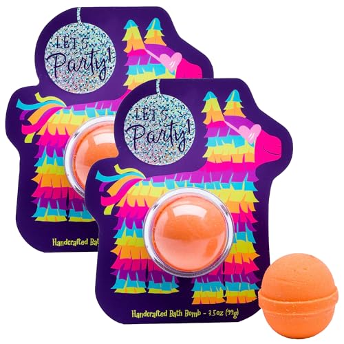 Cait + Co Relaxing Bath Bomb Giftable, 3.5 Ounce Coconut Milk Recipe, Strawberries and Jasmine Scent, Pinata - Pack of 2