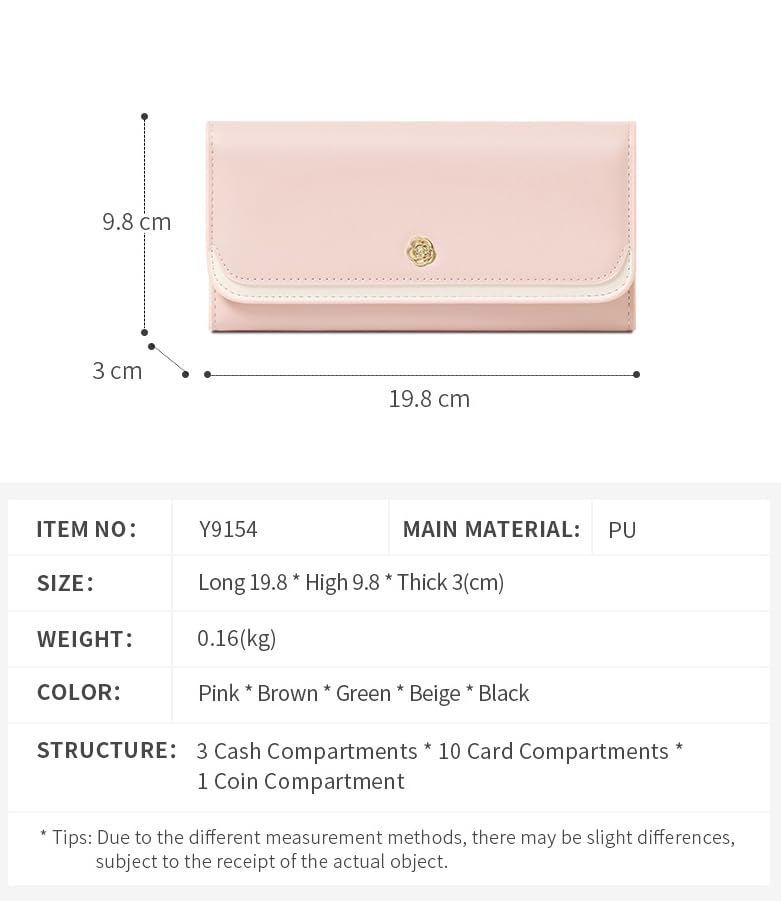 Women's Wallets RFID Blocking Leather Trifold Clutch Slim Wallet Ladies Purse Credit Card Holder Travel Wallet (BROWN)3